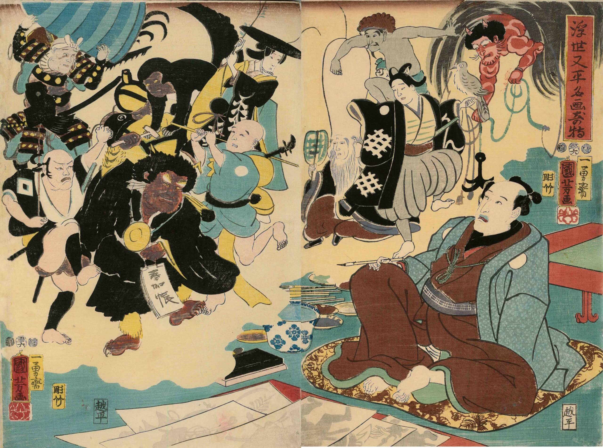 【真作】山田曲川/幕末～明治の俳人/松に月画賛/掛軸☆宝船☆Y-884　JM 浮世又平名画奇特｜はちのへヒストリア