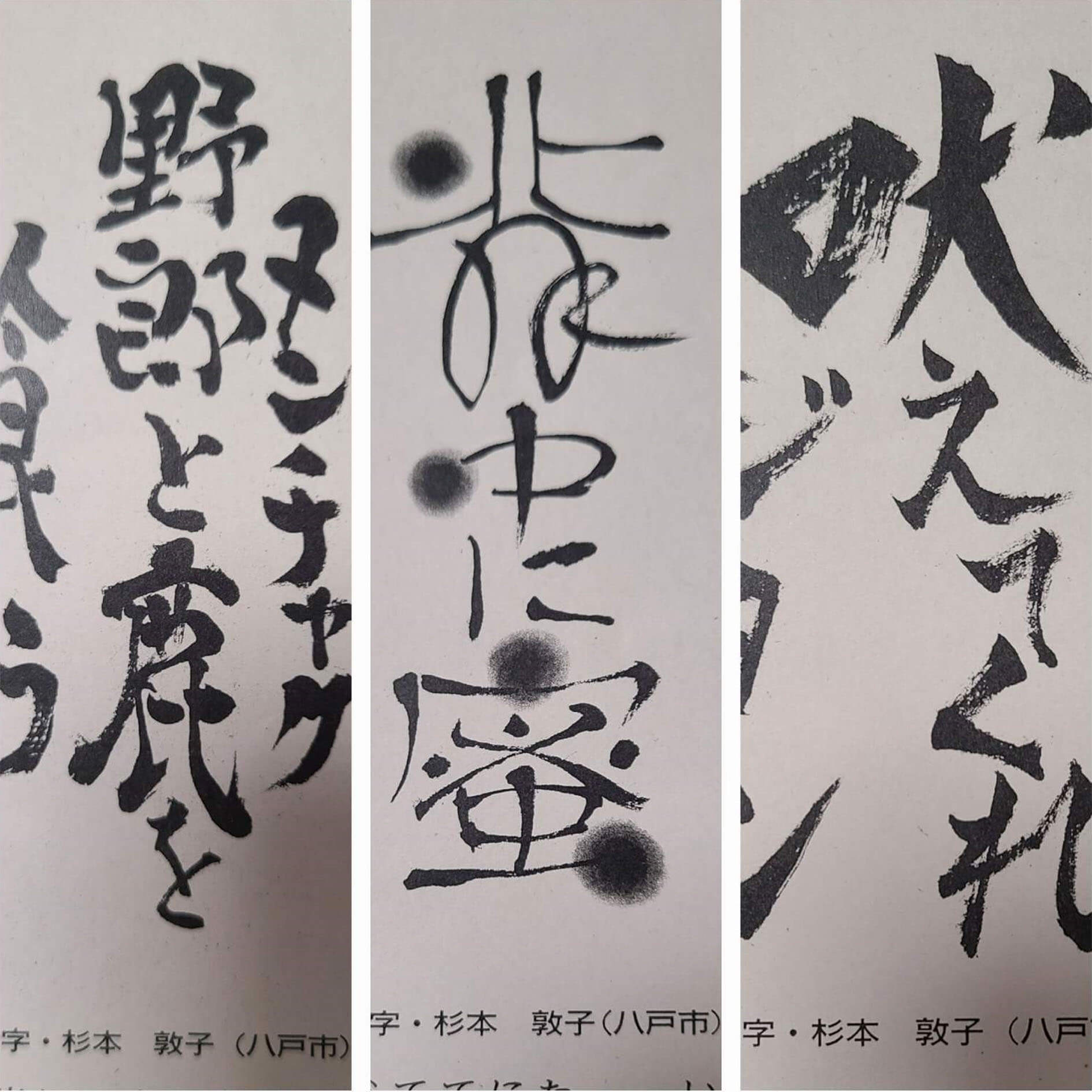 敦子 杉本 書家（前衛）、毎日新聞社賞受賞、八戸文化賞受賞、黒潮書道会事務局長